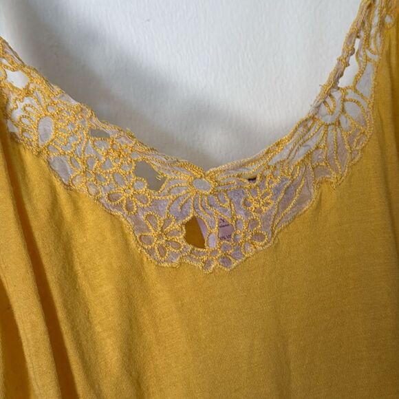 Calypso Christiane Celle Boho Tankโ Top Small Yellow Lace Trim Flowy Summer - Picture 2 of 9